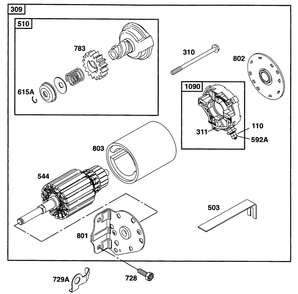 Electric Starter 1 Diagram and Parts List for 28A707-0526-XX  Briggs and Stratton Engine